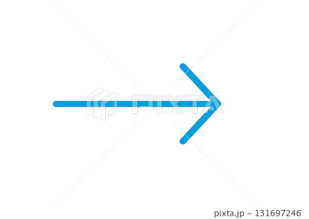 爽やかな青色の矢印アイコン、信頼感のあるブルーカラーの矢印マーク、シンプルで清潔感のある青い方向サイ 131697246