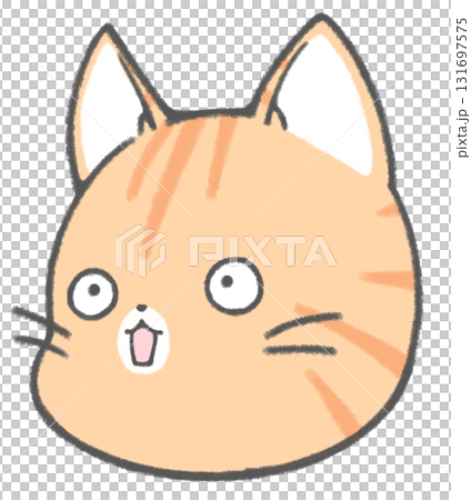 驚訝可愛的棕色虎斑貓角色 驚訝可愛的棕色虎斑貓角色 131697575