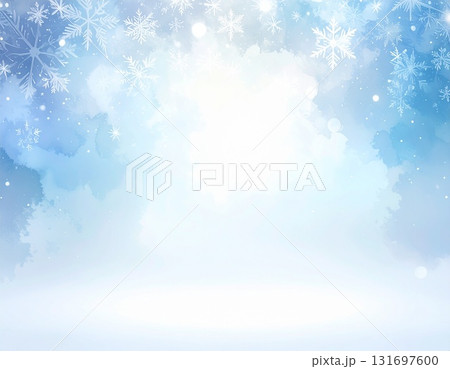 氷の結晶が舞う冬をテーマにした柔らかいグラデーション背景 131697600