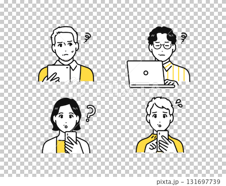 スマートフォン タブレット パソコン トラブル 中年男女 アイコン スマートフォン タブレット パソコン トラブル 中年男女 アイコン 131697739