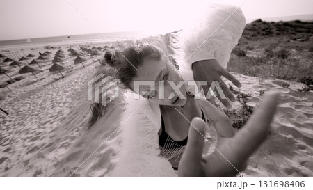 A Stunning and Emotive Beach Scene Captured with a Dramatic Perspective and Vivid Colors 131698406