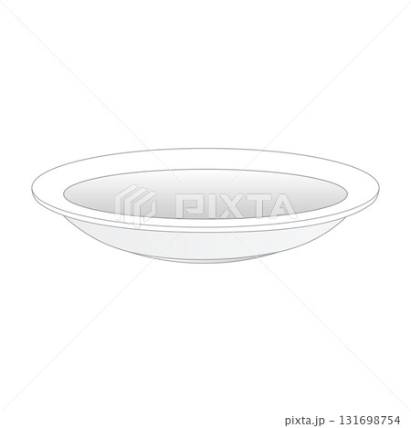 斜めから見た白い空の皿 131698754