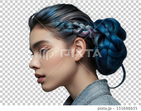 Unique blue gradient hair arrangement 131698835