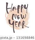 HAPPY NEW YEAR 手書き文字とブラシストロークの背景 131698846