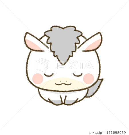 午年の年賀状素材　お辞儀をする白い馬 131698989