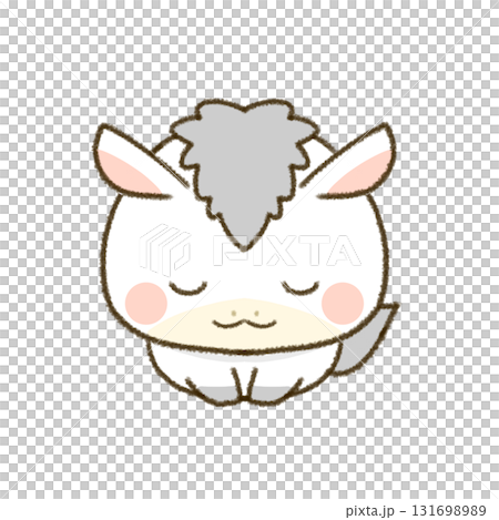 午年の年賀状素材　お辞儀をする白い馬 131698989