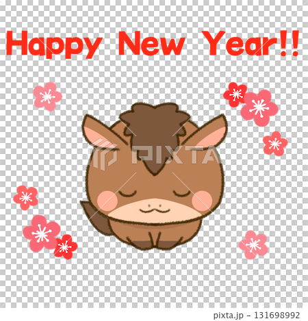新年の挨拶をする午年の馬 131698992