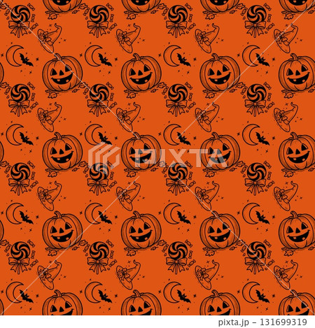 Halloween Seamless Patterns Orange Black Digital Paper 131699319