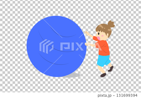 一個女孩滾一個大球 一個女孩滾一個大球 131699394