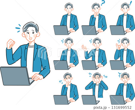 フリーランスの若い男性の10パターンセット 131699552