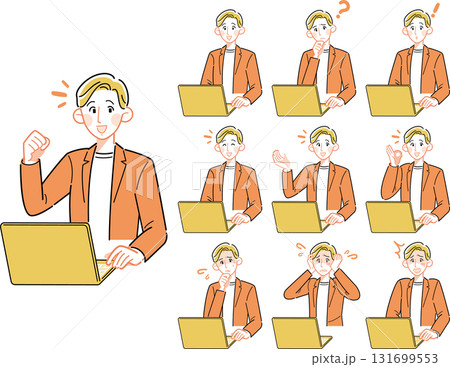 シンプルなフリーランスの若い男性の10パターンセット 131699553