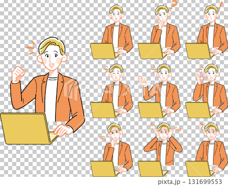 シンプルなフリーランスの若い男性の10パターンセット 131699553