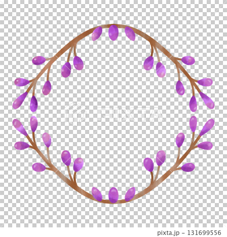 A watercolor botanical frame with a purple berry and branch motif A watercolor botanical frame with a purple berry and branch motif 131699556