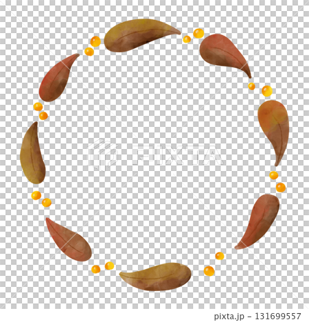 A botanical frame of leaves and fruits in natural and calm autumn colors with a watercolor touch 131699557