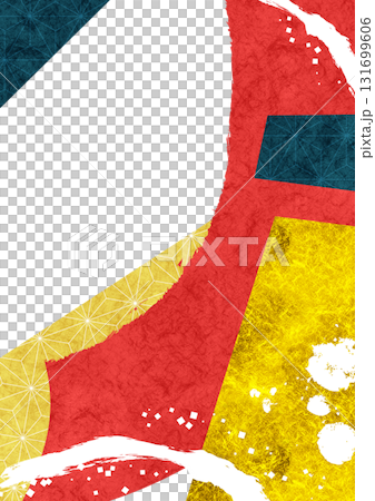 Abstract background frame of Japanese paper and gold leaf Japanese style texture pattern and brush decorative frame 131699606