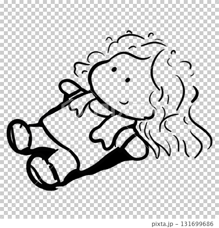 Cartoon girl lying on ground after exercise outline illustration Cartoon girl lying on ground after exercise outline illustration 131699686
