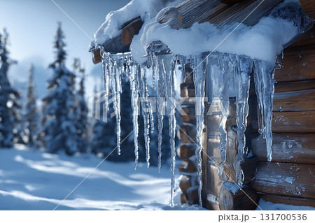 軒先から垂れるつらら 軒先から垂れるつらら 131700536