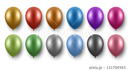 Vector 3d Realistic Foil Metallic Colorful Balloons. Realistic Party Balloons, Isolated. Colorful Birthday Balloons Set. Helium Balloon for Celebration, Festive Decor, Event Design Vector 3d Realistic Foil Metallic Colorful Balloons. Realistic Party Balloons, Isolated. Colorful Birthday Balloons Set. Helium Balloon for Celebration, Festive Decor, Event Design 131700563