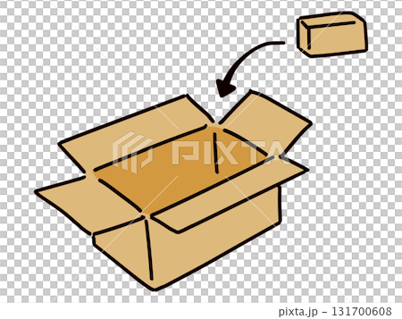 包裝工作包括將小件物品放入大紙箱 131700608