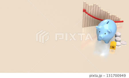 The Piggy Bank and Coins for Business or earn concept 3d rendering. The Piggy Bank and Coins for Business or earn concept 3d rendering. 131700949