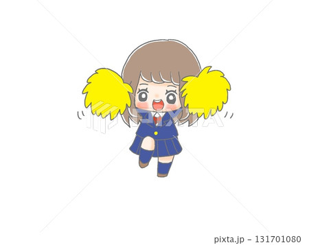 ポンポンで応援する女子学生 131701080