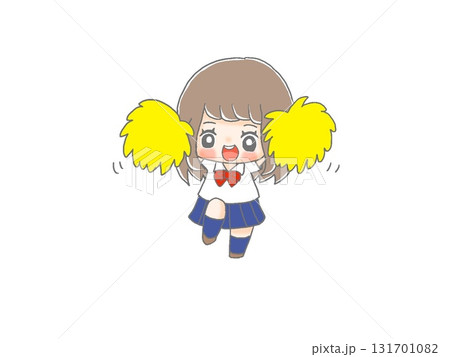 ポンポンで応援する女子学生 131701082