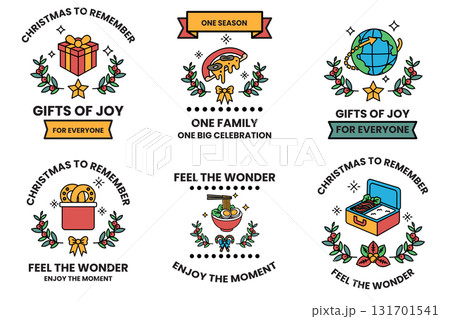 A set of six Christmas themed designs, each with a different concept and mood A set of six Christmas themed designs, each with a different concept and mood 131701541
