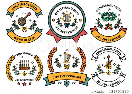 A set of six Christmas lights with a ribbon 131701559