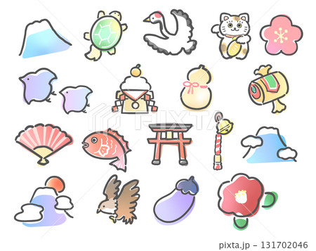 かわいいお正月素材セット 131702046