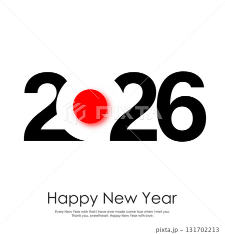 Minimalist 2026 Happy New Year logo design greeting card. Vector 131702213
