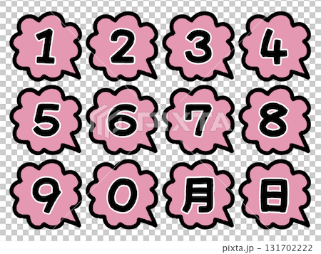 Hand-drawn style number speech bubble for calendars (cloud-shaped, red) 131702222