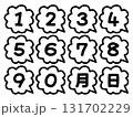 カレンダーに使える手描き風数字の吹き出し 雲型 線画 カレンダーに使える手描き風数字の吹き出し 雲型 線画 131702229