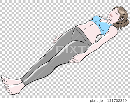 瑜珈 - 死人式_年輕女子平躺_無陰影 131702239