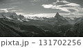 Black and white panorama of the Matterhorn from Blauherd, Switzerland 131702256