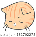 疲れている可愛い茶トラ猫のキャラクターアイコン 131702278