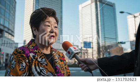 街頭インタビュー　派手な服を着たおばあちゃん 131702623