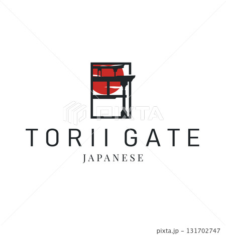 Torii gate logo design simple Japanese historical building with old and modern vintage concept as a symbol illustration template Torii gate logo design simple Japanese historical building with old and modern vintage concept as a symbol illustration template 131702747