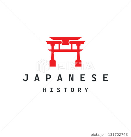 Torii gate logo design simple Japanese historical building with old and modern vintage concept as a symbol illustration template 131702748