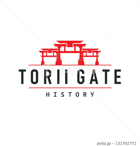 Torii gate logo design simple Japanese historical building with old and modern vintage concept as a symbol illustration template 131702751