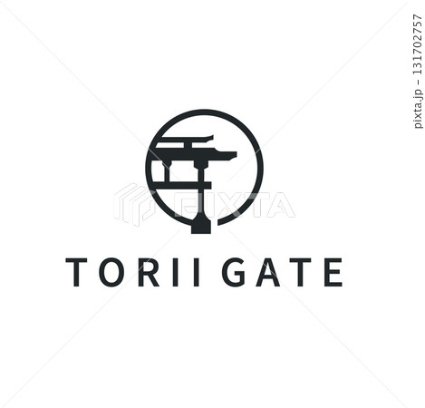 Torii gate logo design simple Japanese historical building with old and modern vintage concept as a symbol illustration template 131702757