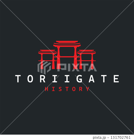 Torii gate logo design simple Japanese historical building with old and modern vintage concept as a symbol illustration template 131702761