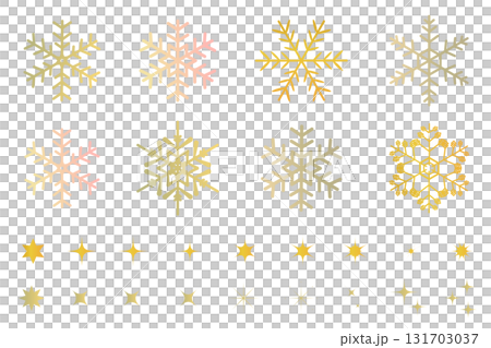 Gold snowflake and glitter illustration set, pattern, background illustration, vector material 131703037