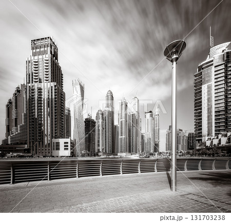 Panoramic view of Dubai Marina bay, Dubai, UAE. Panoramic view of Dubai Marina bay, Dubai, UAE. 131703238