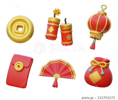 Chinese new year traditional 3D Icon Set 131703272