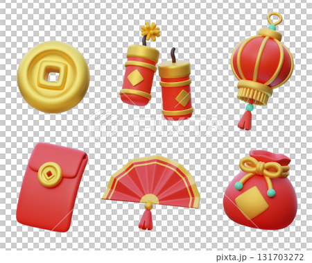 Chinese new year traditional 3D Icon Set 131703272