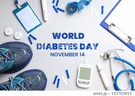 Diabetes management tools are arranged on a surface Diabetes management tools are arranged on a surface 131703653