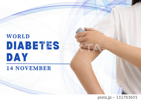 Person using a diabetes management device on their arm 131703655