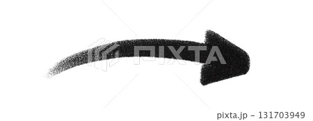 Graffiti arrow in stipple art style pointing right. Spray texture with grain shading in black and white. Abstract stipple arrow vector for street art, navigation, design and poster elements 131703949