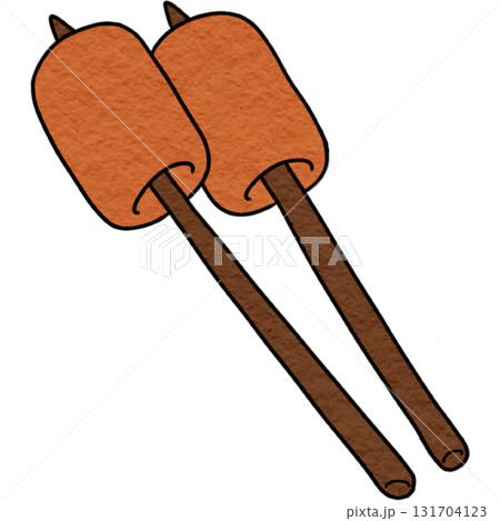 Toasted marshmallows on skewers over campfire Toasted marshmallows on skewers over campfire 131704123