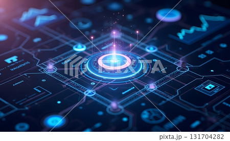 Abstract Digital Technology Background with Futuristic Charts and Graphs 131704282